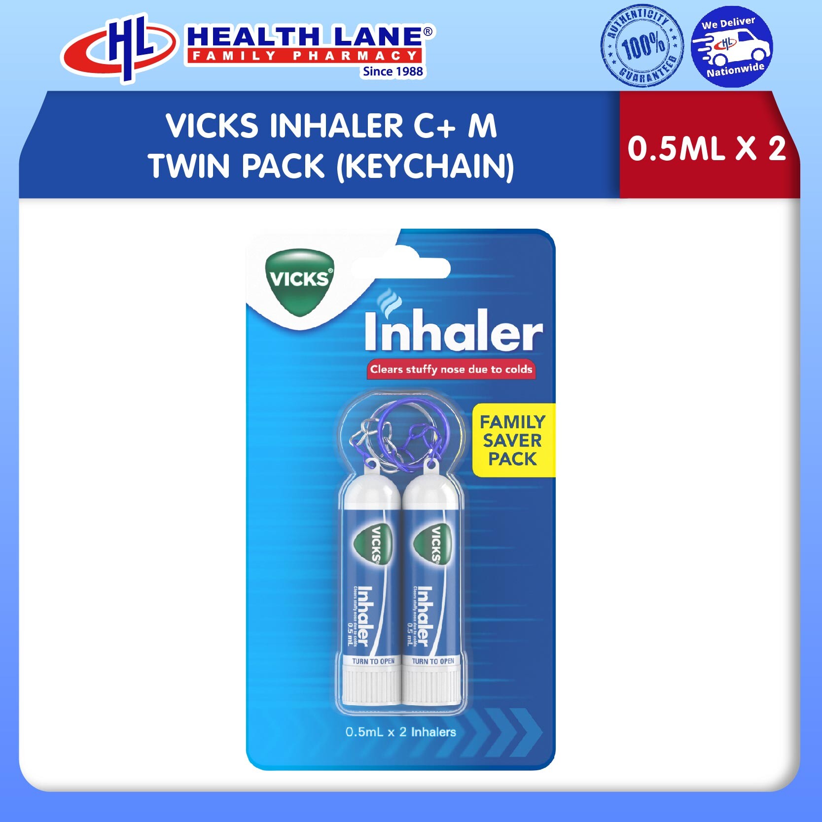 VICKS INHALER C+ M (0.5ML)TWIN PACK (KEYCHAIN)